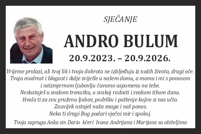 Osmrtnica: Andro Bulum