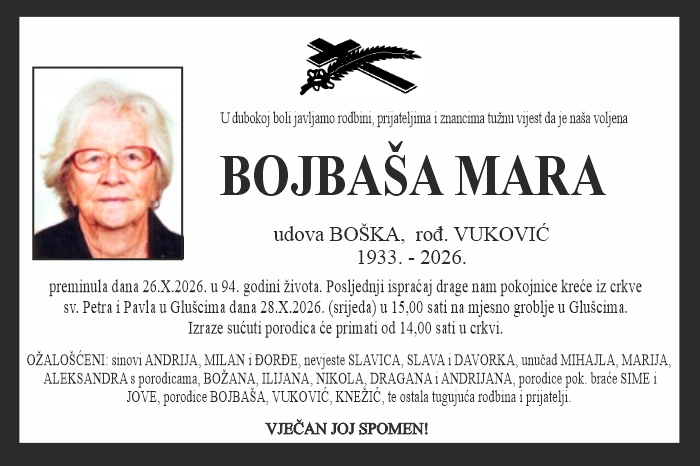Osmrtnica: Bojbaša Mara
