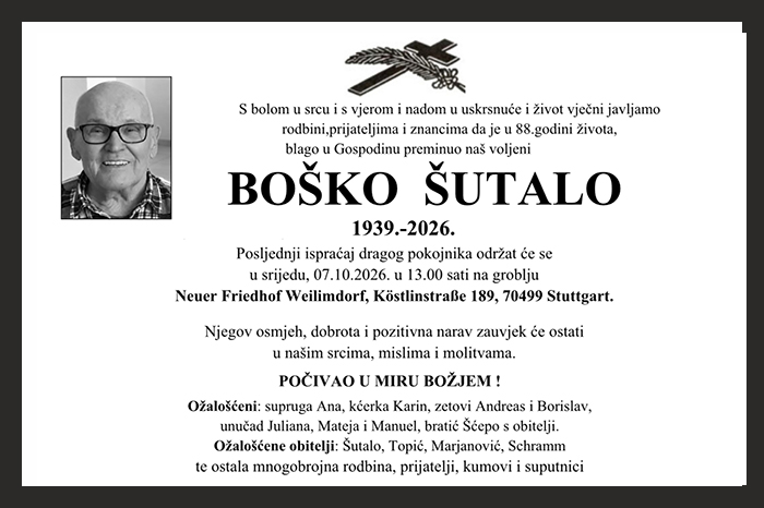 Osmrtnica: Boško Šutalo