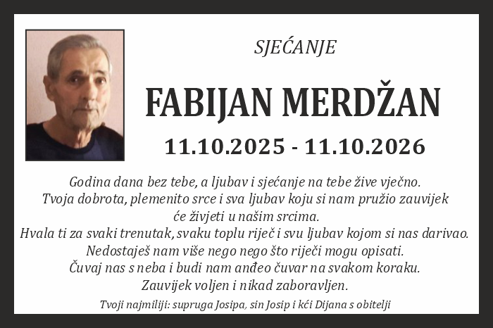 Osmrtnica: Fabijan Merdžan