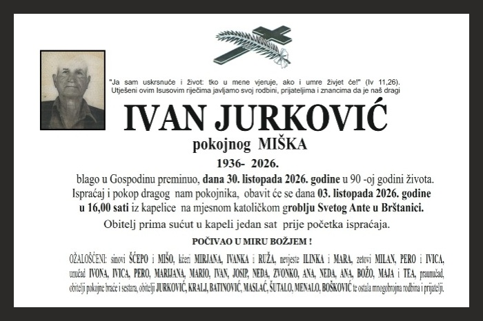 Osmrtnica: Ivan Jurković