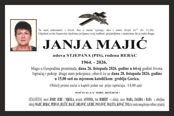 Osmrtnica: Janja Majić