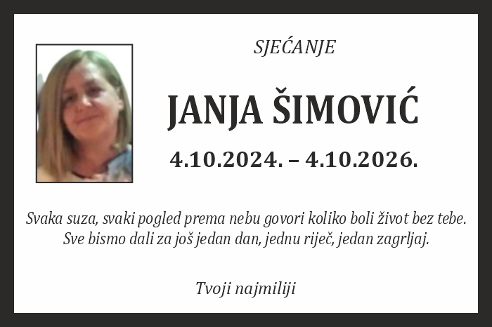 Osmrtnica: Janja Šimović
