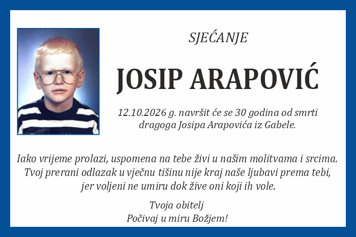 Osmrtnica: Josip Arapović