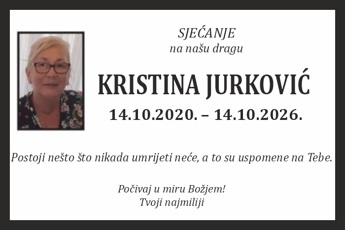 Osmrtnica: Kristina Jurković