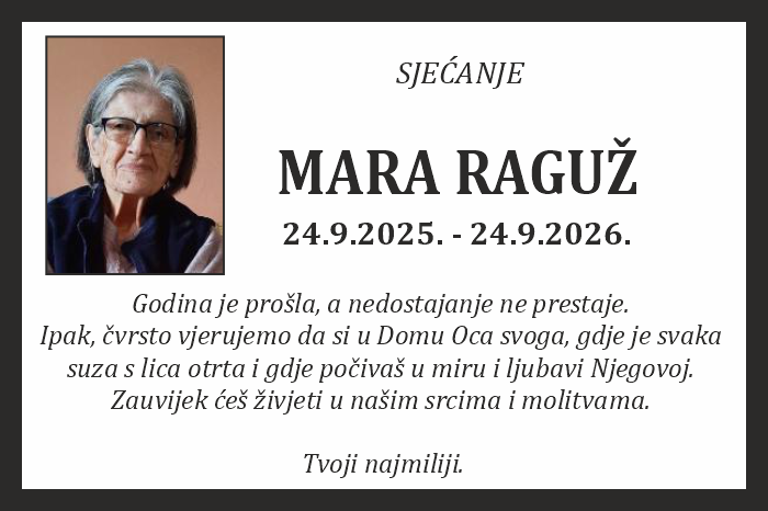 Osmrtnica: Mara Raguž