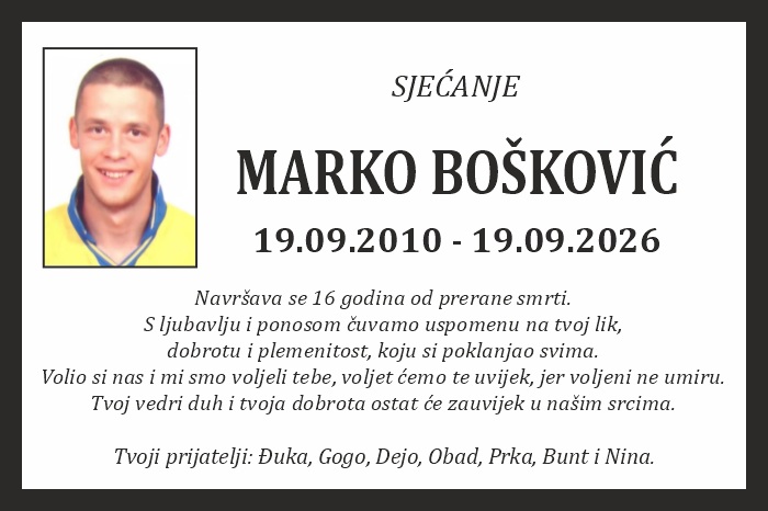 Osmrtnica: Marko Bošković
