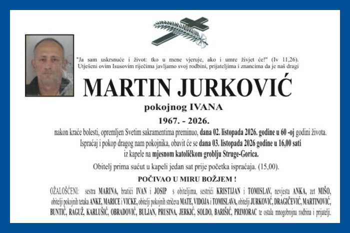 Osmrtnica: Martin Jurković