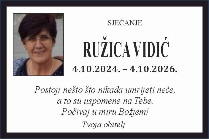 Osmrtnica: Ružica Vidić