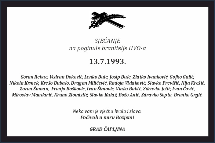 Sjećanje na poginule branitelje HVO-a