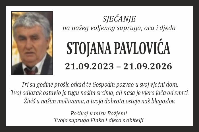 Osmrtnica: Stojan Pavlović