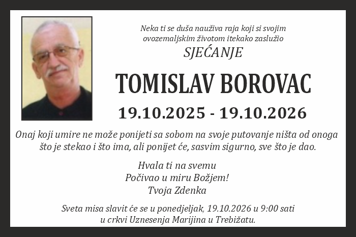 Osmrtnica: Tomislav Borovac